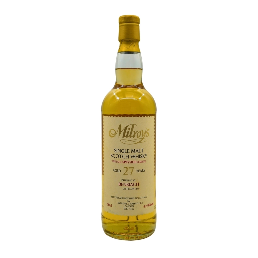 Benriach 27 Year Old 1996 Milroy's Vintage Reserve #43214 42.9% 70cl