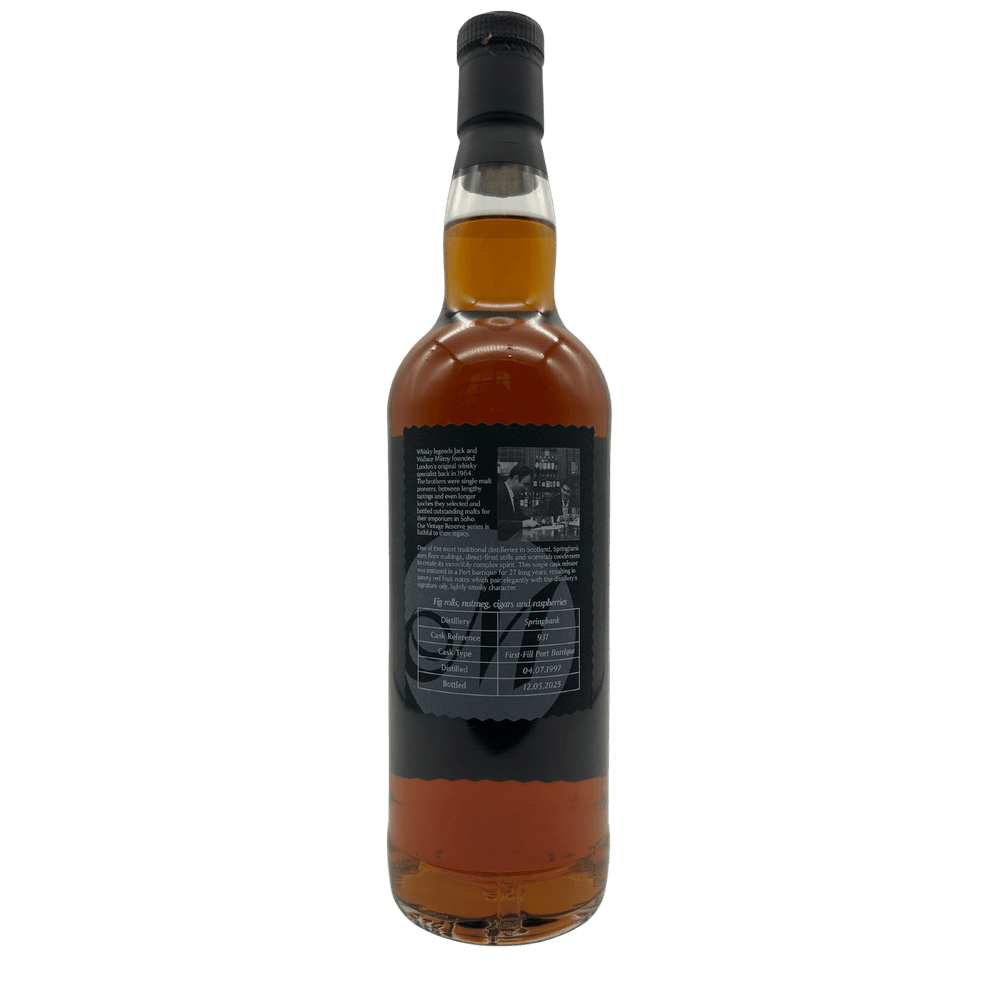 Springbank 27 Year Old Port Cask Milroy's Vintage Reserve Black