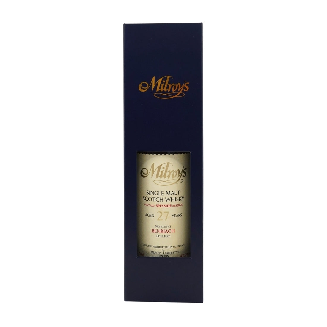 Benriach 27 Year Old 1996 Milroy's Vintage Reserve #43214 42.9% 70cl