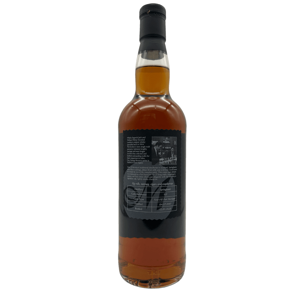 Springbank 27 Year Old Port Cask Milroy's Vintage Reserve Black