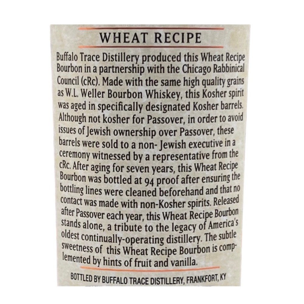 Buffalo Trace Kosher Wheated Bourbon - Milroy's of Soho - Whisky