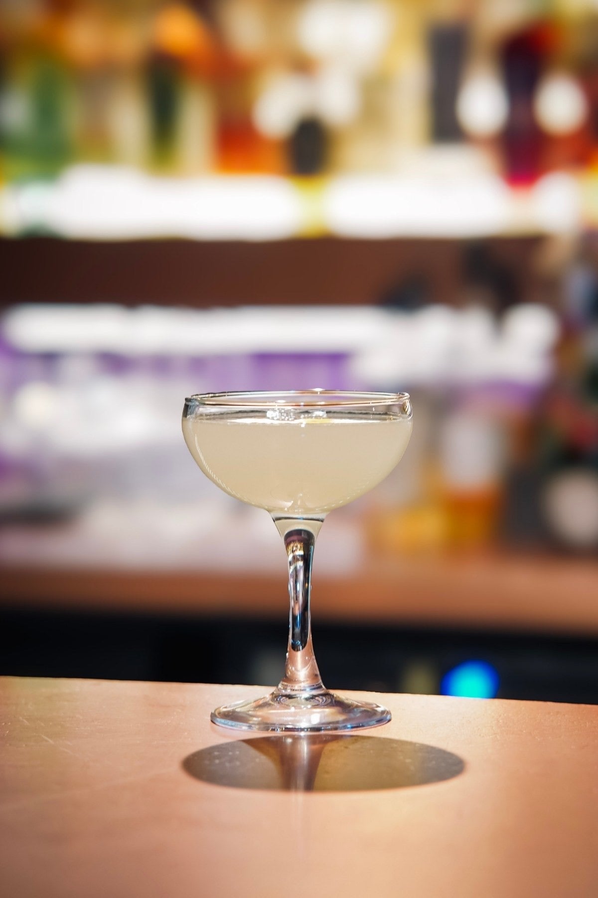 A pale coupe on the bar in The Vault